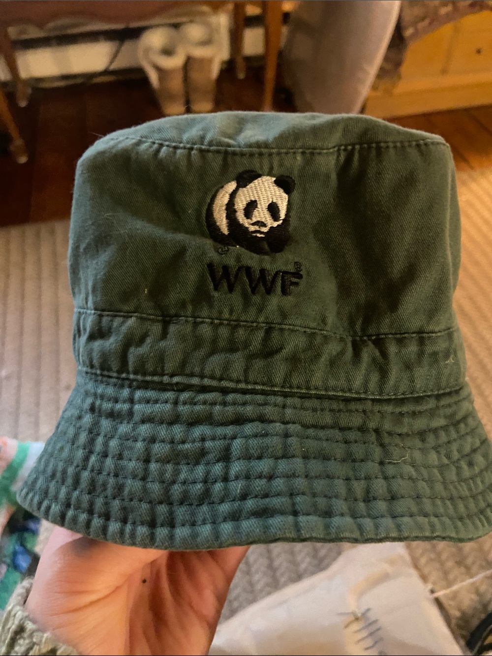 WWF Green Bucket Hat with Embroidered Panda Logo